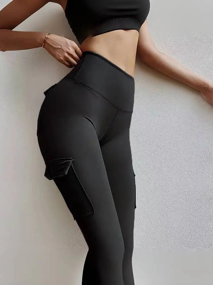 fitness women high waist yoga/gym pants pockets