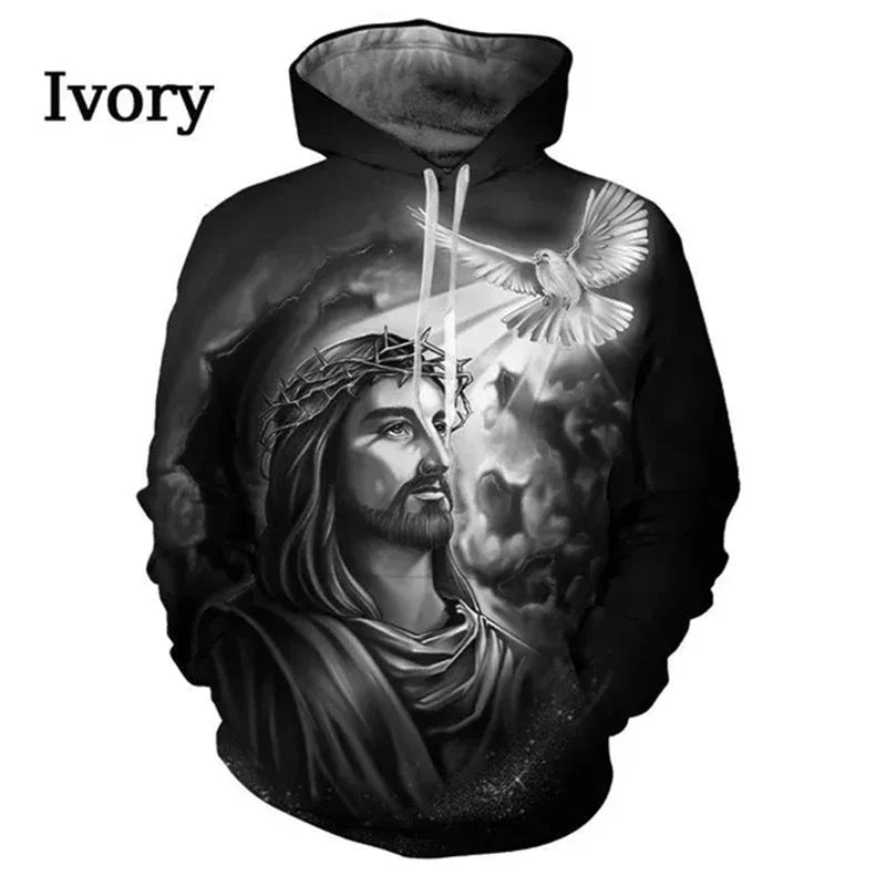 cross jesus christian hoodie print