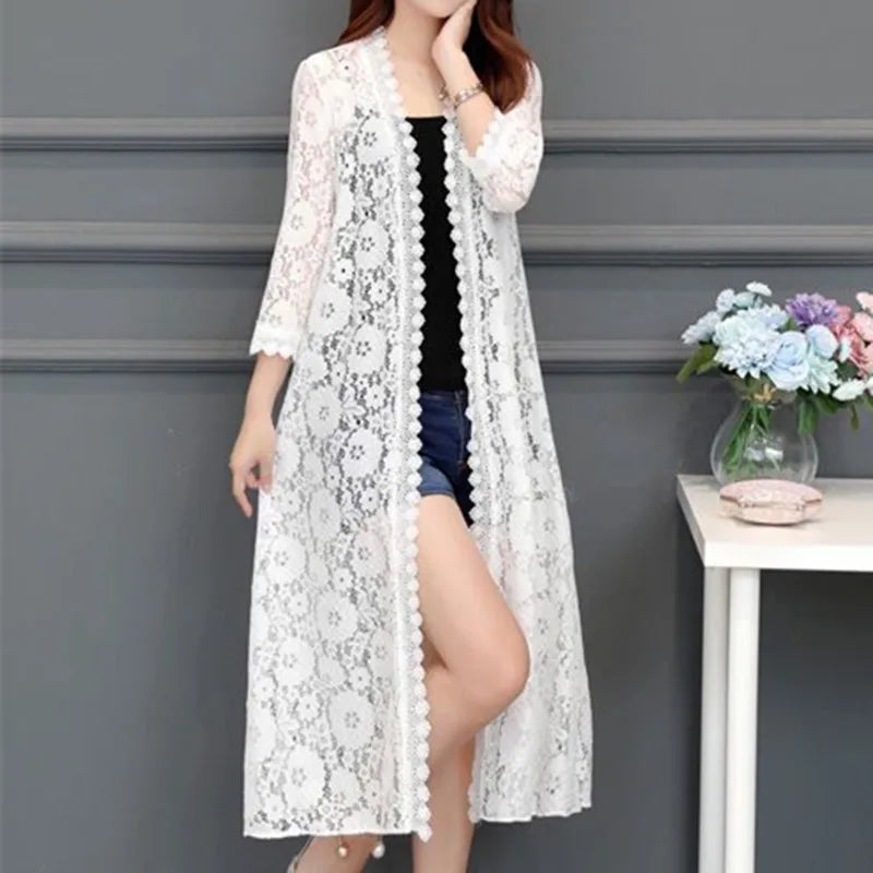 women lace cardigan mid-length summer