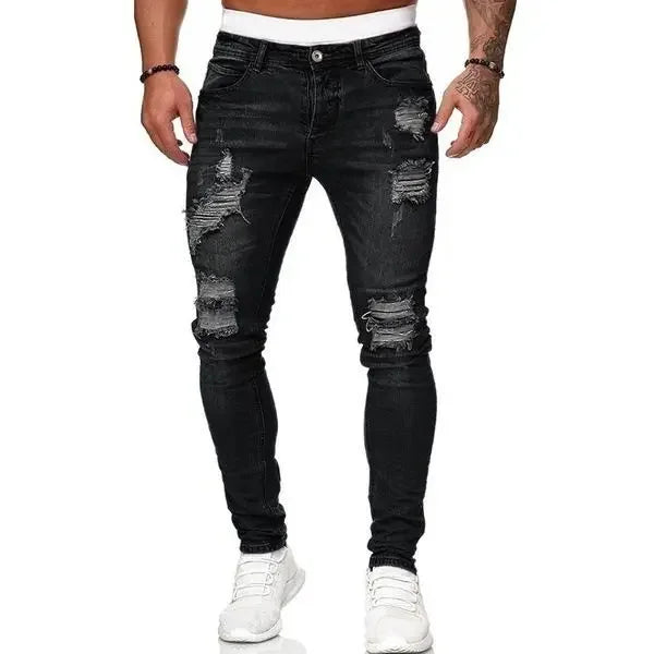 amazon hip hop slim fit ripped wide foot denim