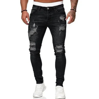 Amazon Hip Hop Slim Fit Ripped Wide Foot Denim