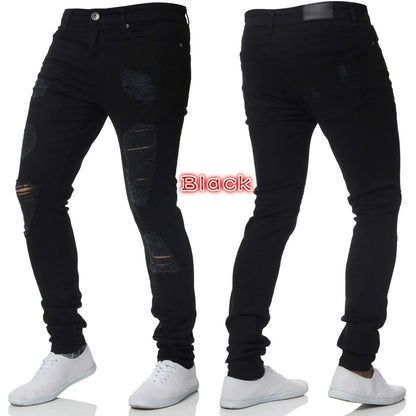 Amazon Hip Hop Slim Fit Ripped Wide Foot Denim