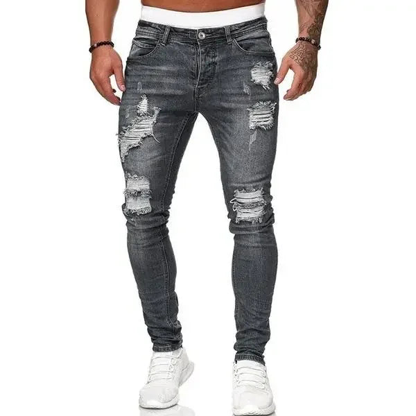 amazon hip hop slim fit ripped wide foot denim