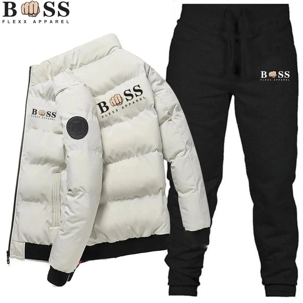 fashion warm windproof polyester zipper jacket and pants