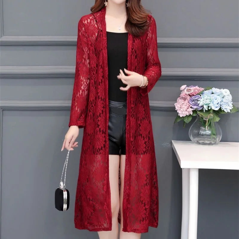 women lace cardigan mid-length summer