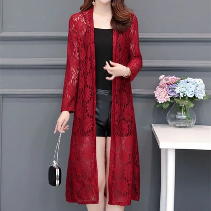 Women Lace Cardigan Mid-length Summer