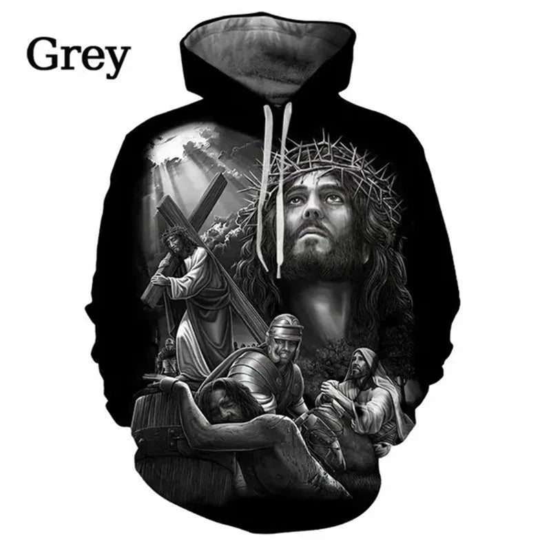 cross jesus christian hoodie print