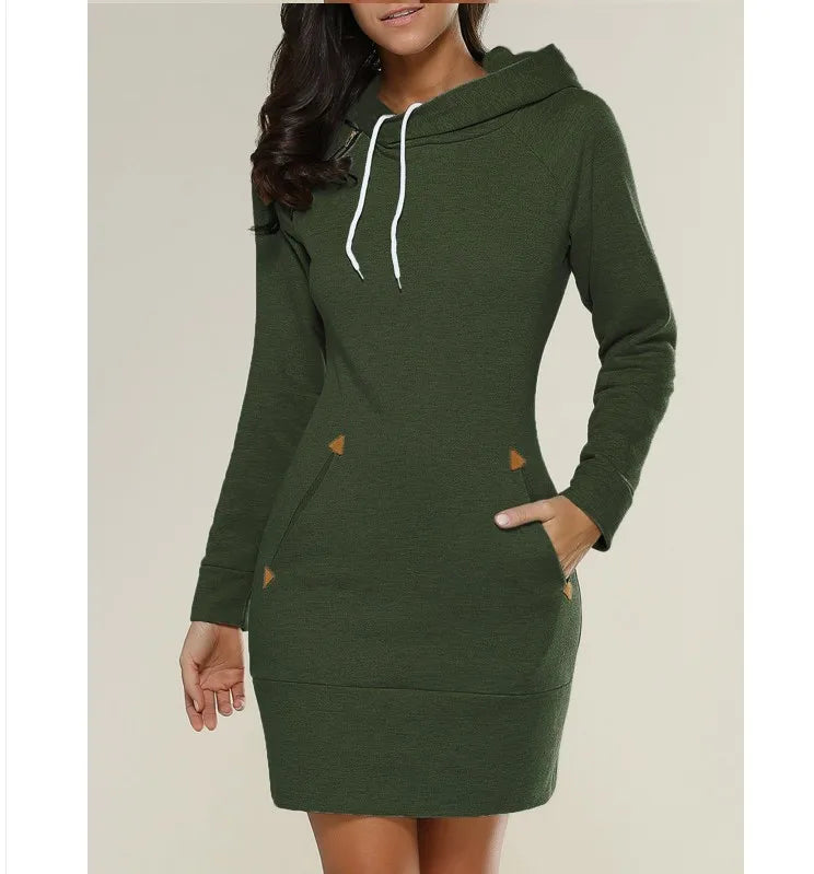 women's dresses hot selling hooded zipper pullover