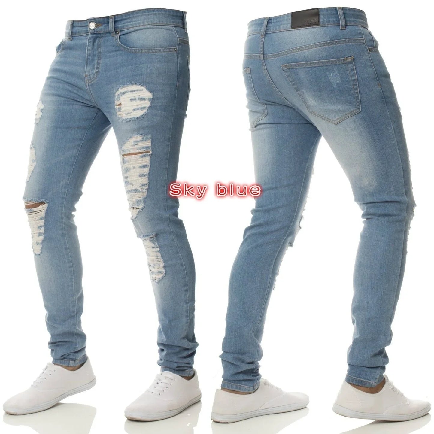 amazon hip hop slim fit ripped wide foot denim