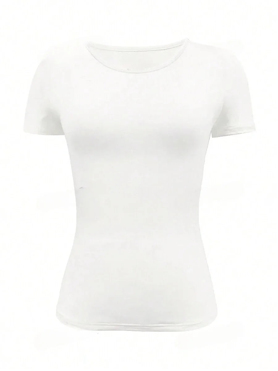 basic t-shirts scoop neck short sleeve crop