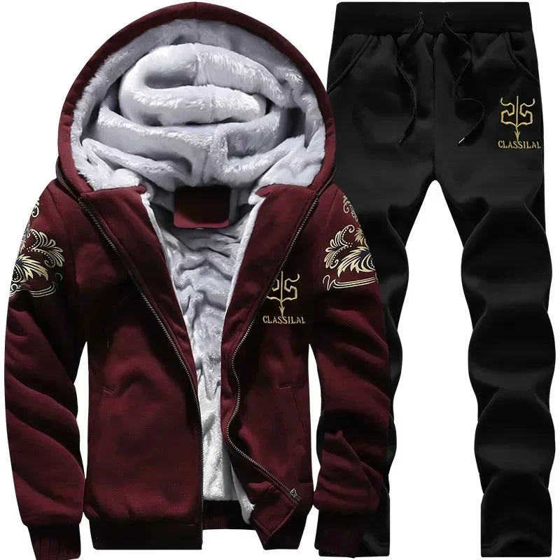 winter thick sports suit tracksuit hooded