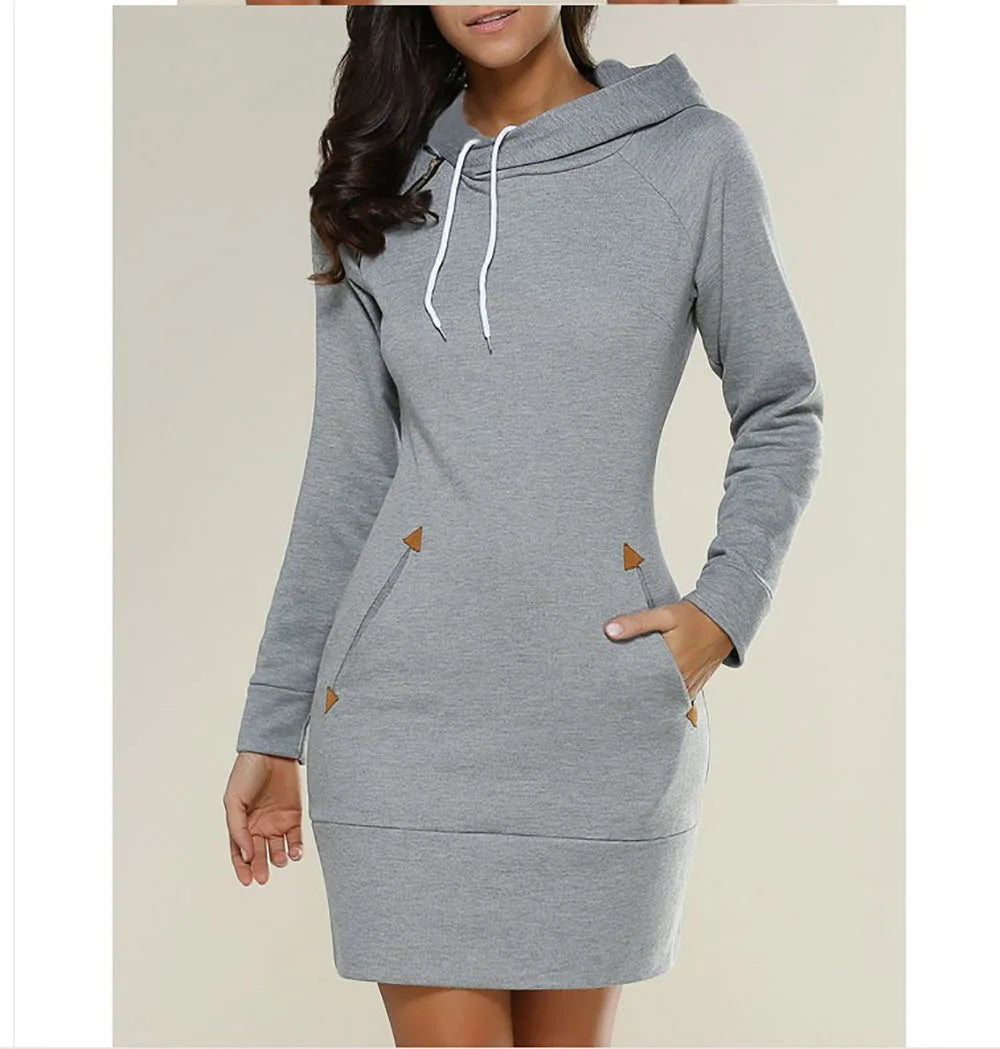 women's dresses hot selling hooded zipper pullover