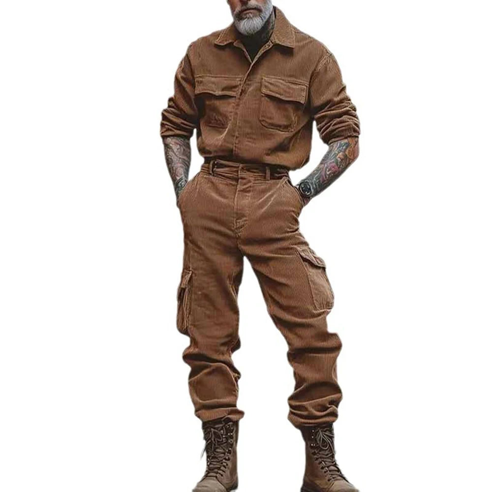 solid color ah mei khaki workwear fashion trend leisure suit