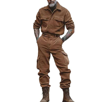 Solid Color Ah Mei Khaki Workwear Fashion Trend Leisure Suit