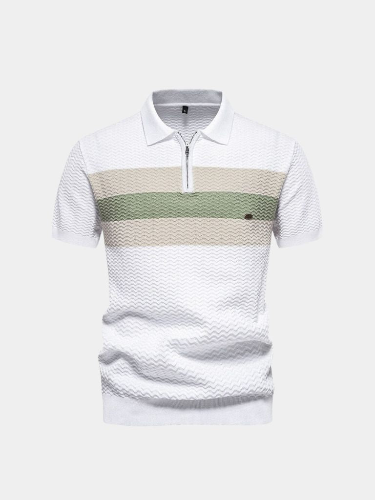 Classic Fit Quarter Zip Business Casual Short Sleeves Polo