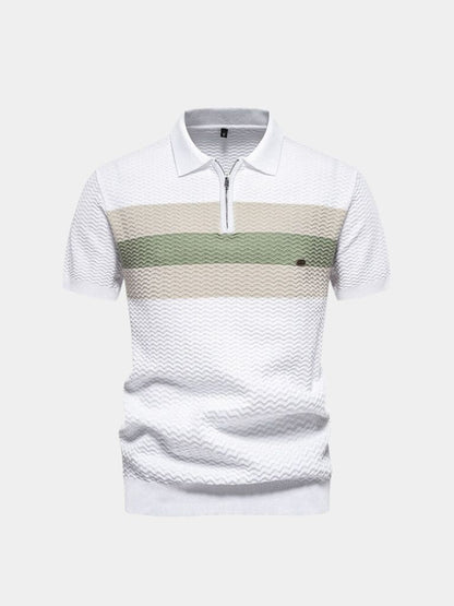 Classic Fit Quarter Zip Business Casual Short Sleeves Polo
