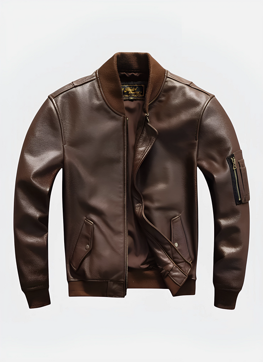 Saleni Leather Jacket Military Style