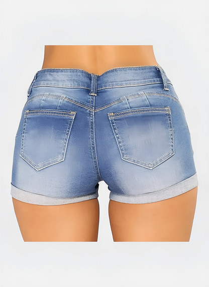 Saleni Mid Waist Denim Shorts