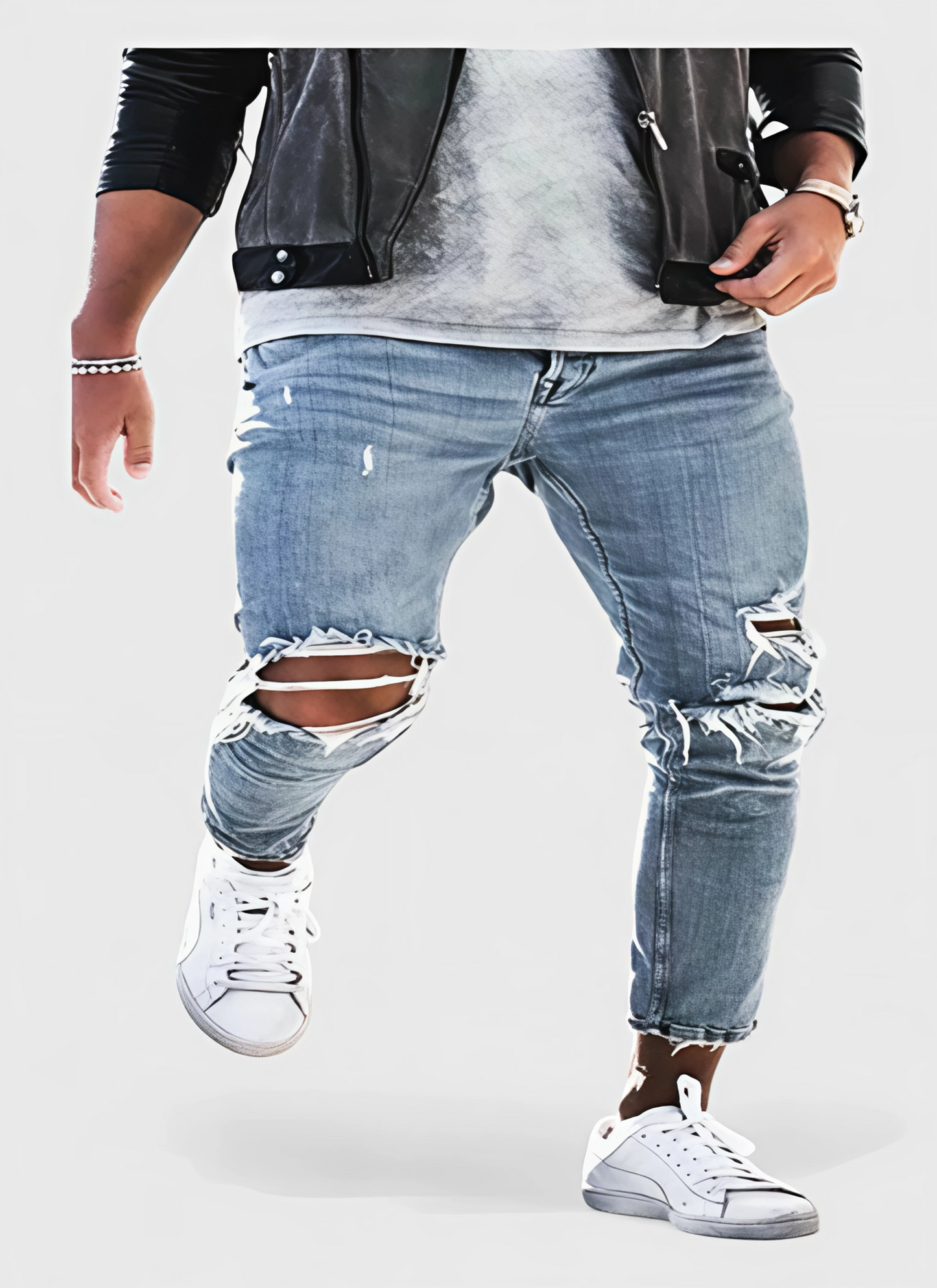 Saleni Slim Distressed Denim