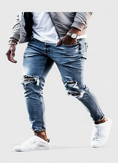 Saleni Slim Distressed Denim