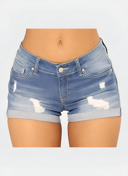 Saleni Mid Waist Denim Shorts