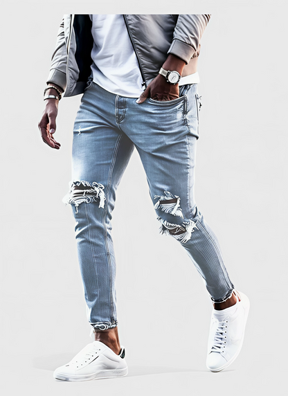 Saleni Slim Distressed Denim