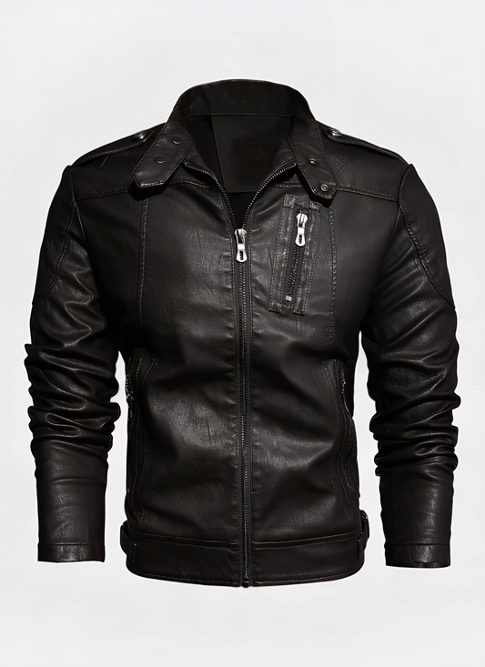 Saleni Nostalgic PU Leather Jacket